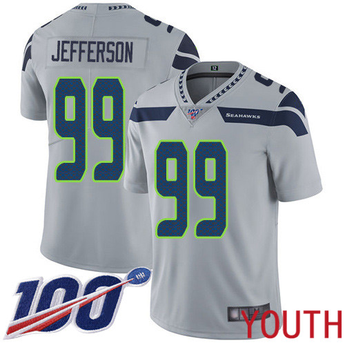 Seattle Seahawks Limited Grey Youth Quinton Jefferson Alternate Jersey NFL Football #99 100th Season Vapor Untouchable